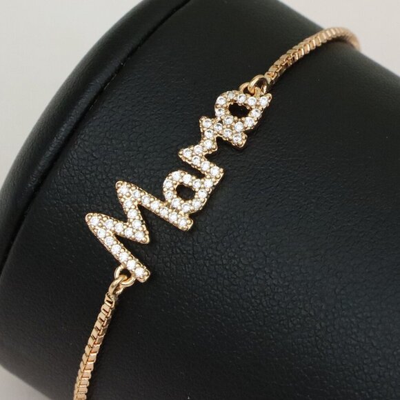 Rose Gold ""Mama"" Adjustable Bracelet with Sparkling CZ Accents, XPAB0626 - Picture 1 of 12